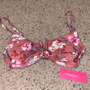 Maroon Floral Bikini Top